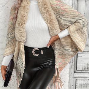 Stijlvolle Dames V-Hals Vest met Nepbont Rand & Regenboogstrepen - Gezellige Herfst/Winter Trui voor Casual of Chique Outfits, Vest | V-hals Trui | Constructie, Trui Vest