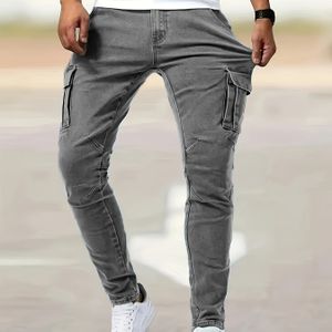 Nieuwe Trendy Heren Slim-Fit Stretch Mode Denim Lange Broek met Meerdere Zakken voor Herfst en Winter