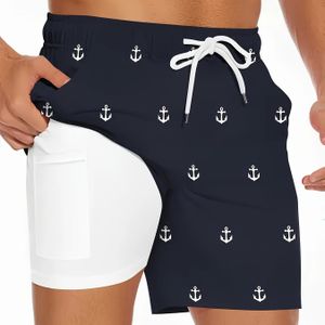 Herenshort met Hawaiiaanse Stijl en Trekkoord, Kleur Voering en Zakken, Sneldrogende Zwembroek voor Stranden, Zwembaden en Resorts in de Zomer
