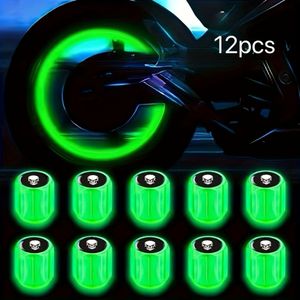 12 stuks Nieuwe Fluorescerende Ventieldoppen, Donkere Nacht Gloeiende Auto Wielnaafkappen, Geschikt voor Auto's, Motorfietsen, ATV's, Vrachtwagens en Fietsen