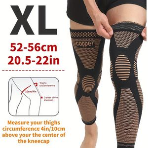 2 stuks Verlengde Koper Ionen Fiber Gebreide Kniebrace - Vochtafvoerend, Vierzijdige Elastische Nylon Knie Sleeves met Koper Fiber Technologie voor Gewricht Ondersteuning & Stabiliteit