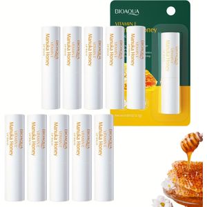 5-Pack/10-Pack Honing Lippenbalsem Verrijkt met E en Plantensqualaan voor Diepe Hydratatie, Langdurige Vochtigheid en een Glanzende Afwerking voor Uw Lippen