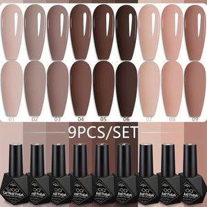 9-delige gelnagellakset, 8 ml per flesje, klassieke zwart, wit en nude, loodvrij en ongeparfumeerd, alcoholvrij, doe-het-zelf manicureset voor thuis.