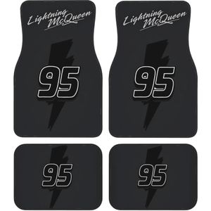 Disney Lightning 4-delige Auto Mat Set - Schattige Polyester Vloermatten met Lightning & Ontwerpen, Geschikt voor Sedans, Vrachtwagens, SUV's, Auto Mat Set