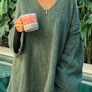 Plus Size, Elegante V-hals Blouse voor Dames - Zachte Gerimpelde Kraag, Kleur Lente Zomer Trui Jurk voor Bruiloften, Kantoor & Speciale Gelegenheden - Elegante Speciale Lijn Collectie