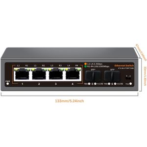 6-poorts 2.5G Onbeheerde Ethernet x 2.5G Base-T Poorten, 2 x 10G SFP, Compatibel met 100/1000/2500Mbps,