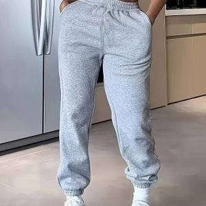 Hoge taille elastische jogger broek voor dames - 100% polyester casual stijl kleur broek voor lente/zomer/herfst