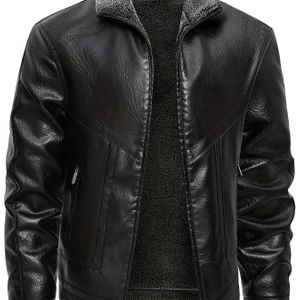 Heren Fleece Gevoerd Imitatieleer Jack | Vintage Stijl, Reverskraag, Ritssluiting, Regular Fit, Ideaal voor Wandelen & Buitenactiviteiten