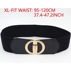 1pc Brede 6cm Elastische Tailleband voor Vrouwen in 5 Kleuren - Stretchy, Gemiddelde Maat, Gouden-Tone Gesp, Casual tot Formele Kleding, Feestband|Elastische Tailleband|Leger Gespband