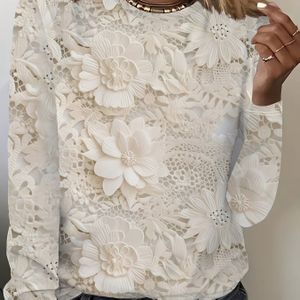 Dames Casual Lange Mouw T-Shirt - Ronde Hals Top