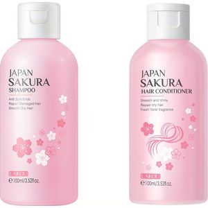 Sakura Haarverzorging 2-delige Set - Bevat Shampoo en Conditioner om Droge Haar Diep te Reinigen en Voeden, Wat een Noodzakelijke Keuze is voor Dagelijkse Haarverzorging, Zomerselectie