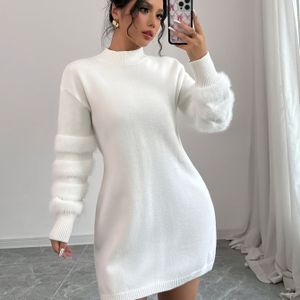 Kleur Turtleneck Trui Jurk Voor Lente, Herfst En Winter