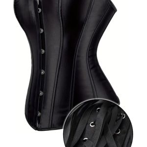 Dames Zwarte High-End Rugknoop Corset Top - Mouwloze Shapewear met Voor Knopsluiting, Taille-Cinching Ontwerp, Buikcontrole en Off-Shoulder Stijl voor een Effect, Stijlvol en Pasvormend