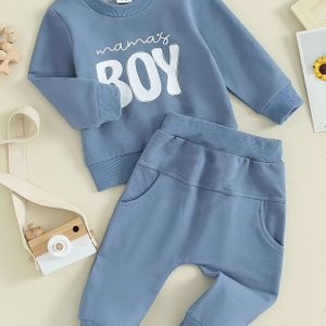 2-delige Letterprint Sweatshirt met Lange Mouwen en Stretchbroek Herfstset, Perfect voor Buiten