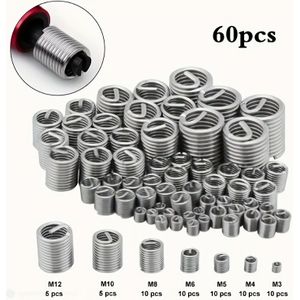 60pcs Stainless Steel Thread Repair Kit - M3 To M12 Sizes, Full Coverage, Durable Metal Fasteners For Restoring Damaged Threads