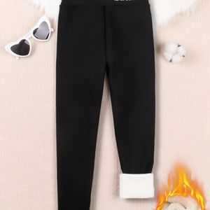 Meisjes' Gezellige Fleece-Gevoerde Leggings met Astronaut & Haai Print - Rekbare, Verdikte Herfst/Winter Broeken in , Machinewasbaar, Meisjes Broeken, Perfect voor Buiten