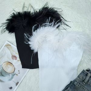 Vrouwen Lente/Zomer Mouwloze Tanktop Set - 2 Stuks, Pastel Roze & Wit, Geribbelde, Bandeau Stijl, Ruwe Zoom, Casual & Elegante Vakantie Kleding, Casual Kleding|Casual Stijl|Geribbelde Textuur