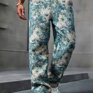comfortabele bloemenprint kamerjasmijn broek met trekkoord en contrasterende piping - Veelzijdig, comfortabel voor werk, reizen en dagelijks gebruik