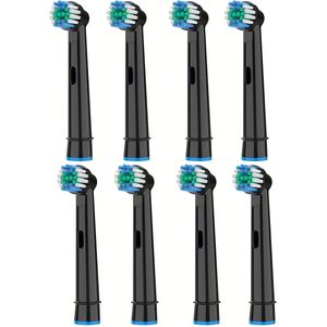 Vervangende kopjes voor Oral-B, 8 stuks - 4x Precisie Reiniging en 4x Kruisvormige Borstelkoppen, Zwart