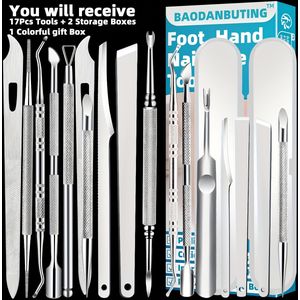 17-in-1 Complete Pedicure Set - Zachte Voetverzorgingscollectie met Vijlen & Rasp voor Zijdezachte, Gladde Voeten, Handig voor Reizen met Draagbare Opbergdoos, Salon-Kwaliteit Spa-Ervaring Thuis.