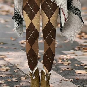 Daerling damesmode gebreide stof kousen, elegante skinny leggings met printpatroon, 95% polyester 5% elastan, 205g/m² - Veelzijdige volwassen kousen voor alle seizoenen