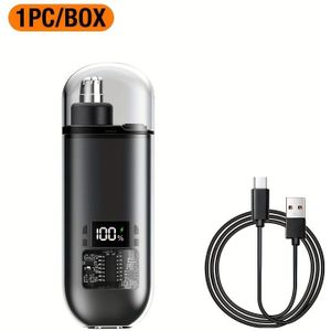 1 stuk 's & 's Neushaartrimmer met digitaal display, USB mini neusknipper, ABS duurzaam ontwerp, LCD-scherm en snelheidsregeling voor verzorging (Zwart/Blauw/Wit/Oranje)