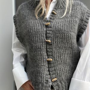 Modieuze Dames Herfst/Winter Vintage Kleur Vest Cardigan, Luie Stijl Mouwloze Open Voorkant Top