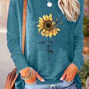 Europese en Amerikaanse Ronde Hals Lange Mouw Losse Casual Top voor Vrouwen, Grensoverschrijdend - 2024