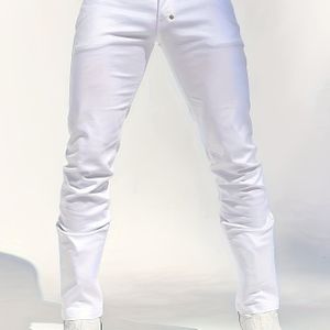 Heren Stretch Modieuze Rechte Katoenen Broek, Wit