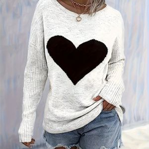 Lange mouw trui met hartmotief voor dames
