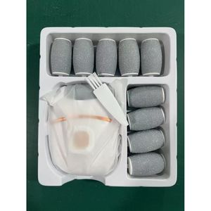 Oplaadbare Elektrische Eeltverwijderaar met 10 Vervangbare voor Dode Huid en Polijsten, USB-aangedreven, Stijlvol Tweekleurig Ontwerp in Wit en Goud, Ergonomisch Handvat voor Comfortabel Gebruik