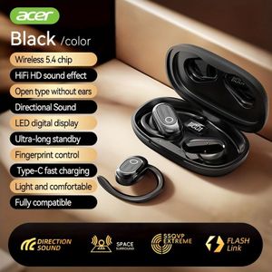 Acer OHR553 Draadloze Hoofdtelefoon met HIFI Geluidskwaliteit, Echt Draadloos, Omnidirectioneel Stereo, Lage Latentie, Automatische Verbinding, Batterijcapaciteit, Ultra-Lange Batterijduur