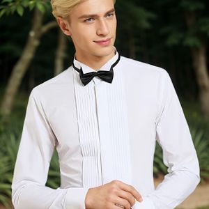 Mannenkoor Smoking Overhemd met Staartkraag, Geschikt voor Bruiloften, Feesten, Optredens en Banketten (Inclusief 2 Strikjes).