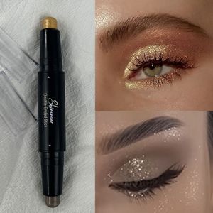 Dubbele Kop Oogschaduw Stick Kleurrijke Shimmer Gepigmenteerd Waterdicht Crème Oogschaduw Potlood Langdurige Make-up Cosmetica