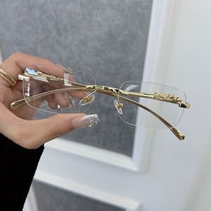 Vintage Stijl Randloze Bril, Zinklegering Montuur met PC Lens, Decoratieve Heldere Modebril voor Mannen en Vrouwen, Trendy Rechthoekig Ontwerp voor Dagelijks Gebruik