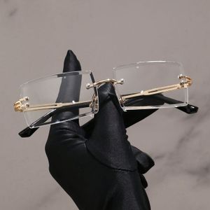 Chique Vierkante Randloze Metalen Montuur Bril voor Vrouwen - Modieuze Bril met Heldere Lenzen