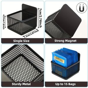 1pc Magnetic Tea Bag Holder - Metal Mesh Organizer For Refrigerator, Counter, Or Kitchen Shelf - Non-food Contact Storage Solution