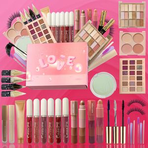 Cosplay 30-delige Make-up Geschenkset, 18 Kleuren Roze Oogschaduw Palette, Highlighter, Eyeliner, Mascara, Blush, Contour, Lipgloss, Poeder Compact, Capaciteit Gezicht Make-up Doos, Make-up Set