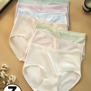 7-delige Set Kleur Hoge Taille Ademende Comfortabele Damesondergoed Lingerie