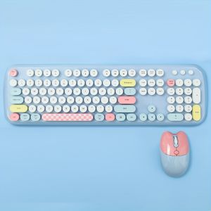 Mofii Zero 104-toetsen draadloos toetsenbord, full-size combinatie van keyboard en muis, retro bedrade set voor kantoorwerk, stijlvol kleurenschrijfmachineontwerp met ingebouwde wireless mouse