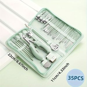35-delige Roestvrijstalen Manicure & Pedicure Set met Opbergkoffer - Inclusief Nagelknipper, Nagelriemtrimmer en Adelaarsbek Tang voor Perfecte Nagelverzorging