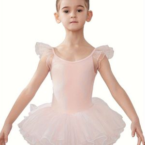 Ballet Dans Oefen Performance Jurk | Strakke Gelaagde Bodysuit, Ronde Hals, Mouw, Uitlopende Zoom, Kleur, Licht Stretch Materiaal, Geschikt voor Casual en Training Scènes, voor Buiten