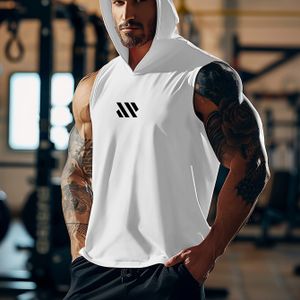 Zomer mouwloze tanktop voor heren met letterprint en zweetabsorberende fitnesskleding voor spiertraining, casual ademende tanktop voor heren