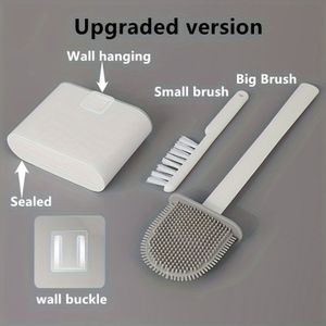 Full Bathroom Cleaning Suit: Wall-mounted Silicone Toilet Brush And Ergonomic Long Handle Brush-anti-stick Easy-to- To Create A Sanitary Home