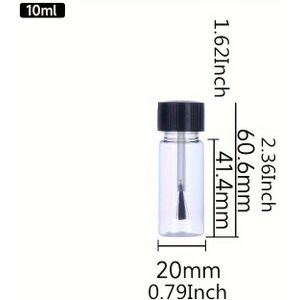 10-pack Plastic Brush Containers 10ml/15ml/30ml, Transparent, Unscented, For Acrylic Paints, Nail Polish, Glue & More
