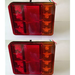 2 stuks LED Vierkante Achterlicht voor , 12V Tweekleurige Decoratieve Lamp met Reflector in het Midden, Accessoires Geschikt voor RVS, Vrachtwagens en Auto's