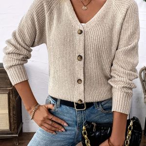 Elegante gebreide vest voor dames - V-hals, knoopsluiting, kleur, geknipte trui, perfect voor herfst/winter, stijlvol en functioneel ontwerp