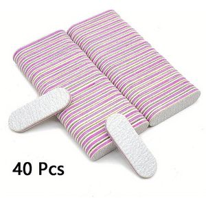 40 Mini Diamant Schuurborden voor Acryl- en Natuurlijke Nagels, Kleine Dubbelzijdige Nagel Buffers in Bulk, Professionele Mini Nagelvijlen voor het Gladmaken van Nagels in Grijs.