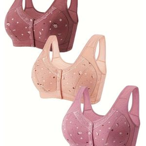 3 stks Zwangerschapsondergoed met open gesp aan de voorkant Geen stalen ringvest voor , voedingsbeha voor dames