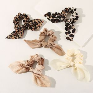 5pcs Leopard Print Elastic Hair Ties - Stylish And Comfortable Scrunchies For Women And